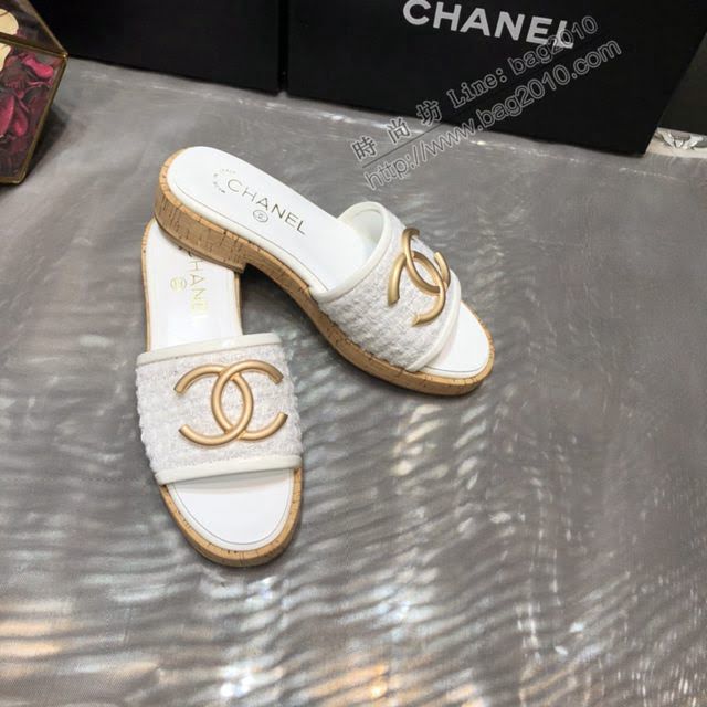 Chanel女鞋 香奈兒春夏專新款一字拖鞋  naq1152